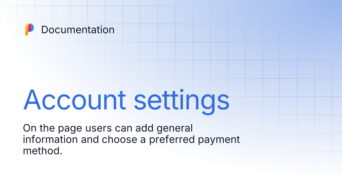 Account settings | Documentation